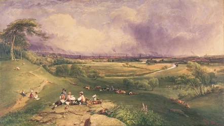 Manchester a szikláról, Higher Broughton (akvarell papíron)