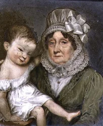 FitzHerbert Ágnes anyja az egyik unokájával, 1817 körül (pala)