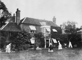 Krokett a gyepen az Elm Lodge-ban, Streatleyben, 1870-es évek körül