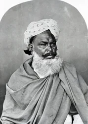 Egy indiai férfi portréja, az "India viselete és népe" című kötetből, 1860 körül.