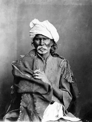 Egy indiai férfi portréja, az „India jelmezei és népei” című filmből, 1860 körül