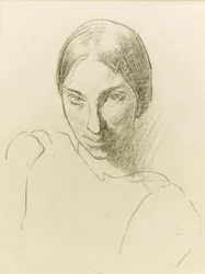 Önarckép, 1923 körül (fekete kréta papíron)