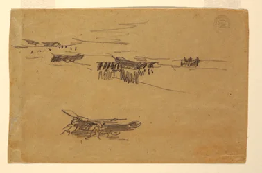 Rajz, Vázlatok a kocsikon lévő dorikról, 1881