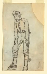Rajz, katona pipával a szájában, 1862
