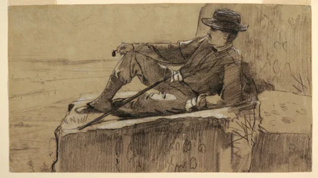 Rajz, tanulmány a "Hegymászó pihen" című képhez, 1868-69