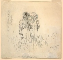 Rajz, Két lány a mezőn, 1879
