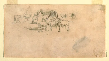 Rajz, szekérvonat a táborban, 1862