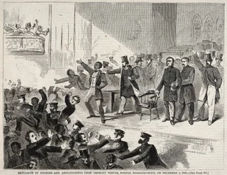 Fekete emberek és abolicionisták kiűzése a Tremont Temple-ből, Boston, Massachusetts..., 1860.