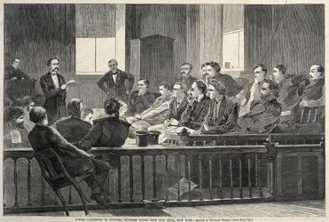 Az esküdtek tanácsot hallgatnak, Legfelsőbb Bíróság, New City Hall, New York, 1869.