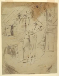 Zouave sapkáját viselő férfi