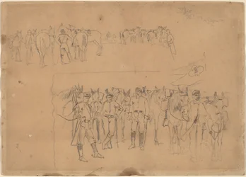 Tisztek és lovak nyugalomban, 1864.