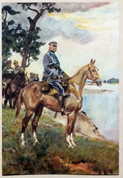 Marechal Jozef (Joseph) Klemens Pilsudski (1867-1935) lovas portréja kedvenc lován, Kasztankán. Woiciech Von Kossak (1857-1942) festménye