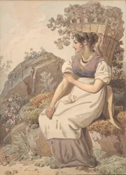 Fiatal nő a Vaudoisban a szőlőszüret után, 1821.