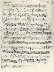 Az a-moll zongoraszonáta eleje. KV310. Autogram. 1778