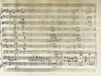 Kézírásos írás Tamino Varázsfuvolából készült portréáriájának kezdetéről. Jegyzetek átírása. 1791