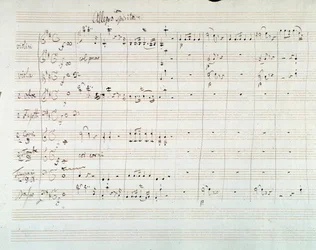 A NO. szimfónia kottájának oldala. 8, D-dúr, Mozart (1768)