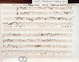 Az Accademico filarmonico (1770) cím elnyerésére Mozart Seek the first kingdom of God című könyvének kottaoldala