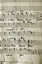 Wolfgang Amadeus Mozart Requiemjének munkapartitúrája (kotta)