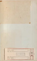 Oldal egy Scrapbookból, amely rajzokat és számos építészeti nyomatot tartalmaz, Int..., kb. 1800-1850. Alkotók: Charles Percier műhelye, Pierre François Léonard Fontaine műhelye.