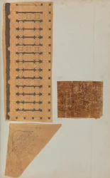 Oldal egy Scrapbookból, amely rajzokat és számos építészeti nyomatot tartalmaz, Int..., kb. 1800-1850. Alkotók: Charles Percier műhelye, Pierre François Léonard Fontaine műhelye.