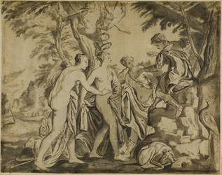 Judgement of Paris   1284240   hu       hungarian Successfully Translated  Original: The new bridge and the tip of the Ile de la Cite. View of Paris. Painting by Theophile Meunier (1800-1884) Translat: The new bridge and the tip of the Ile de la Cite. View
