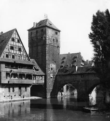 Henkersteg The Hangmans Bridge, Nürnberg, Bajorország, Németország, 1900-as évek.