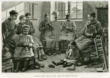 A szalmafonásnak Sluze van. Xavier Mellery metszete a La Belgique történet illusztrálására, Camille Lemonnier, in le tour du monde 1886, rendező: Edouard Charton (1807-1890), Hachette, Párizs.