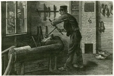 A terneuzeni szabotőr megalapította, megnagyobbítja és tömbök segítségével kiásja a fát. X.Mellery metszete a természet után a „Belgium” történet illusztrálására, 1888-ban, Camille Lemonnier (1844-1913), művészeti kritikus és író. Megjelent a To