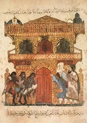 Ms Ar 5847 f.120, Egy hölgy palotája, Al Hariri Maqamat című művéből, kb. 1240