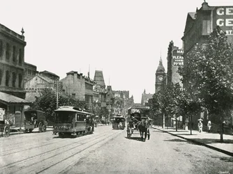 Collins Street, a Russell Streetről nyugatra nézve, Melbourne, Ausztrália, 1895.