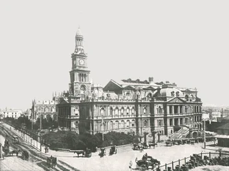 Az új városháza, Sydney, Ausztrália, 1895.