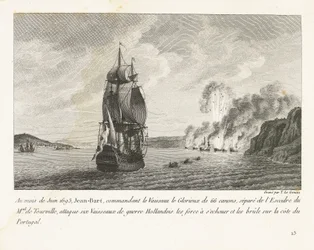 Jan Bart valt zes Hollandse schepen aan voor de kust van Portugália, 1693 1693 júniusában Jeaan-Bart, a 66 ágyús Vaisseau le Glorieux parancsnoka (...) hat holland hadihajót (...) támadott meg Portugália partjainál (cím a tárgyon) Rec