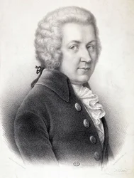 Portré Wolfgang Amadeus Mozart (1756-1791) mellszobrán - Belliard, metszet