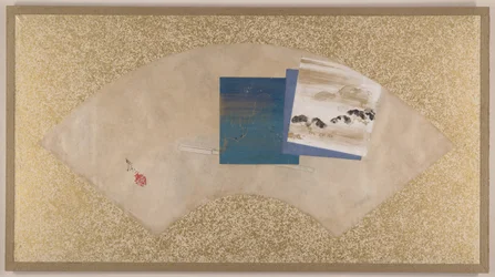 Három tájkép, 19. század vége (legyezőfestmény albumlapra montírozva; tempera, papír)
