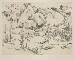 Tájképalbum különféle stílusokban: Changbai-hegy díszlete Huang Gongwang után, 1684.