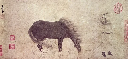 Ló és vőlegény télen (tinta papíron)