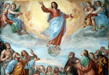 Krisztus mennybemenetele. A Santissima Annunziata del Vastato-bazilika. Genova. Olaszország.