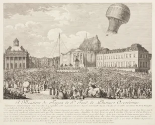 Montgolfier léggömb felemelkedése Versailles-ban