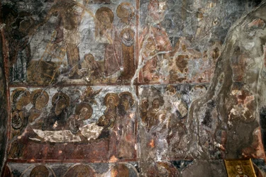 Krisztus lerakása, freskó az Agios Nikolaos templomban, Elenes, Kréta, Görögország (fotó)