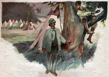 Henry Stanley, Uledi segítségével a zanzibári táborában, mielőtt elindult David Livingstone keresésére.