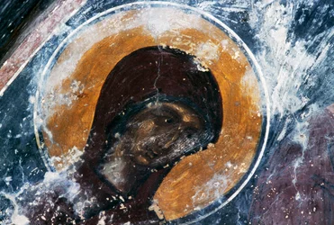 Madonna, freskó az Agios Ioannis Theologos templomban, Margariták, Kréta, Görögország (fotó)