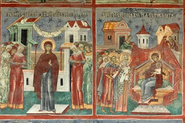 Kolostor (manastirea Sucevita). A templom. Külső. A déli fal. Falfestmény.