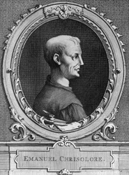 Emanuele Crisolora (1350-1415), bizánci humanista portréja, metszet