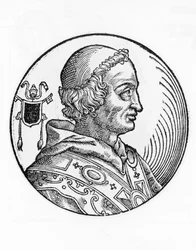 V. János (635-686), a katolikus egyház 82. pápája portréja 685-ből, metszet