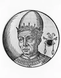 I. Szent Pál (700-767), a katolikus egyház 93. pápája portréja 757-ből, metszet