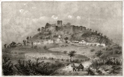 Preny várának romjai, Lotaringia. kb. 1860 (metszet)