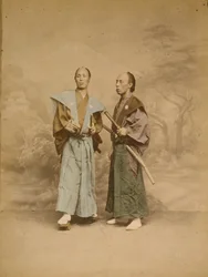 Két japán férfi, valószínűleg szamuráj, 1877 körül (fotó)