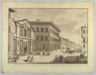 Kilátás Firenzére, tányér a "XXIV. választásból Kilátás Firenze város fő kerületeire, tereire, templomaira és palotáira"