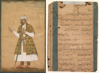 Egy udvaronc, esetleg Alam kán, aki egy spinelt és egy Deccan kardot tart