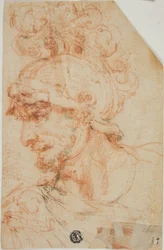 Sisakos harcos mellszobra profilban